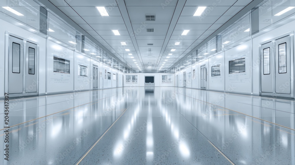 Fototapeta premium Cleanroom interior with bright lighting