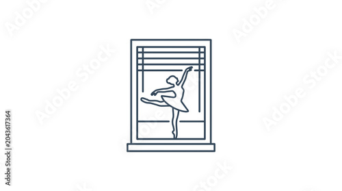 фотографія A minimalist line art illustration of a graceful ballerina dancing inside a window frame