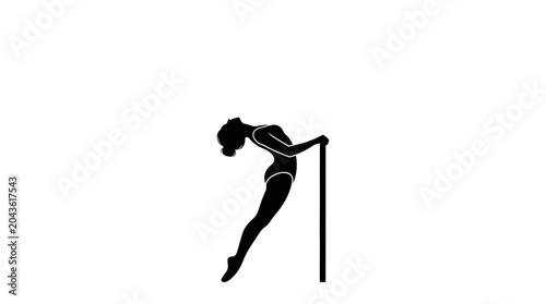 Canvas-taulu A black silhouette of a rhythmic gymnast performing a graceful backbend with a hoop
