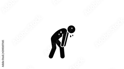 Φωτογραφία A black stick figure illustration showing a person exhausted and bending over