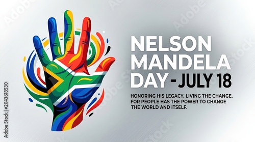 Colorful Handprint Artwork for Nelson Mandela Day Celebration in Bright, Artistic Style