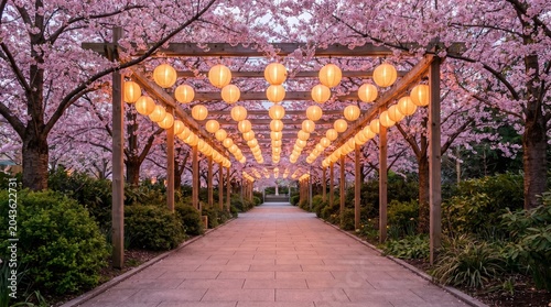 Wedding decoration or other events. Outdoor at night, with beautiful and charming lights, gives a warm impression