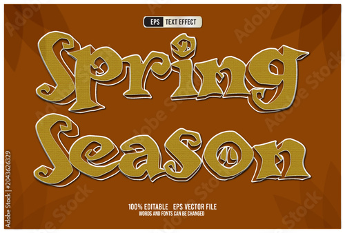 Spring Season Retro 3D Text Effect Editable Vector Template