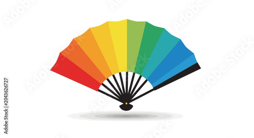 Rainbow color fan vector illustration on white background