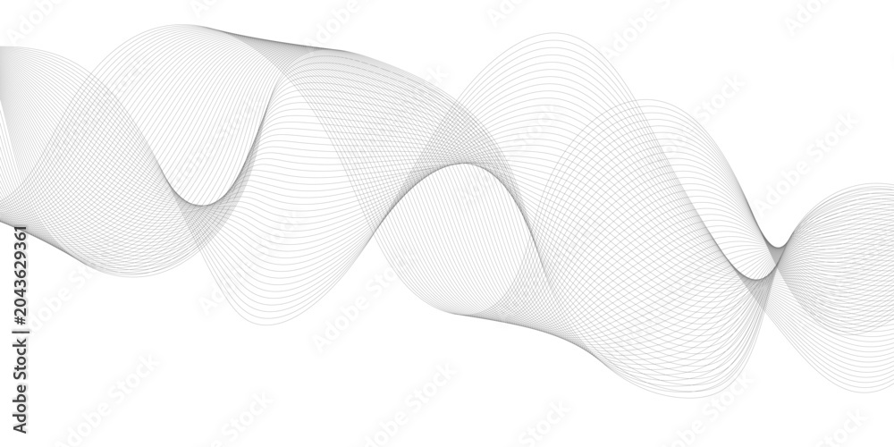 Fototapeta premium Abstract design lines illustration. Optical art background wave design black line curve on isolated white background.