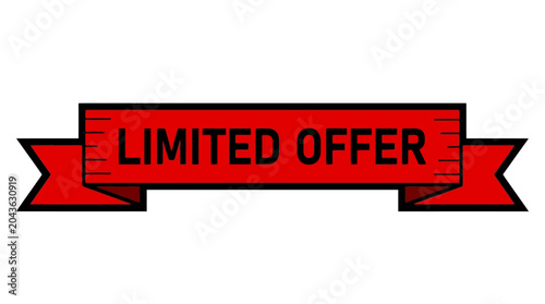 Vibrant Red Ribbon Banner with 'LIMITED OFFER' Text for Urgent Marketing and Promotional Campaigns