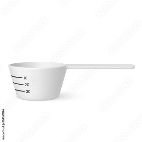 Foto Realistic measuring spoon 30 cup 3D vector scoop container with milliliter scale