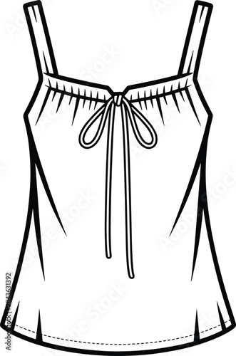 Foto Minimalist women camisole top line art illustration, sleeveless summer tank with