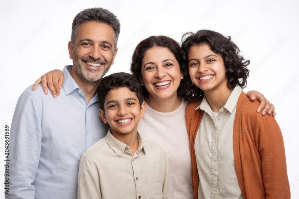 Fototapeta premium Happy family portrait smiling together.