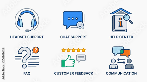 Customer Support and Service Minimal Icons