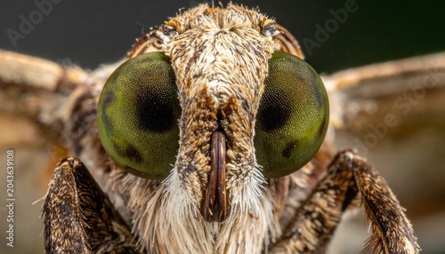 Macro View of Moth Face with Large Eyes.