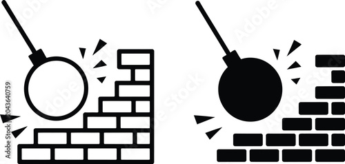 Bild auf Leinwand Demolition Icon Vector Collection Featuring Construction Breakdown and Wrecking