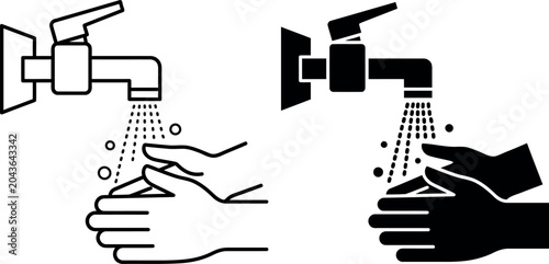 Foto Handwashing illustration with faucet and water flow