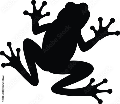 фотографія Black silhouette illustration of a tree frog against a white background