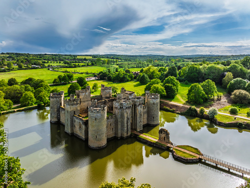 Konstfotografi Bodiam Castle from a drone, Bodiam, Robertsbridge, East Sussex, England