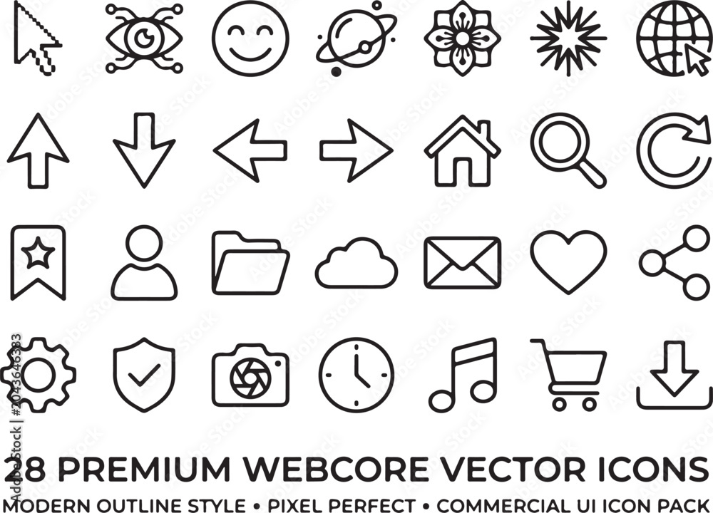Fototapeta premium Set of premium web UI vector icons with interface collection navigation internet communication technology