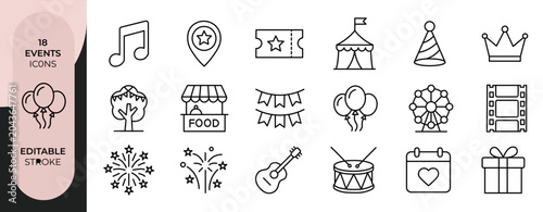set of events vector thin line icons