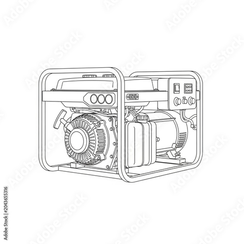 Illustration of a portable generator cut open to show internal components