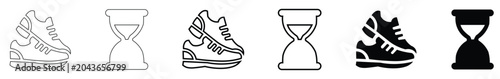 Running performance and fitness tracking outline vector icon set