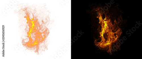 Tableau sur toile Realistic fire flame overlay on black and white backgrounds, blazing orange fire