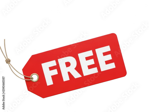 Free red sale tag with white text label
