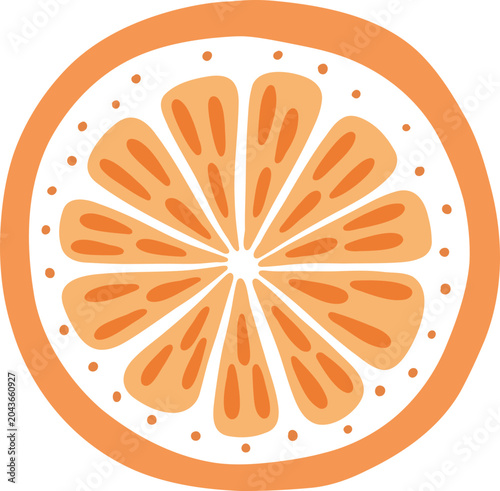 cute slice orange juice fruit vector cartoon illustration 