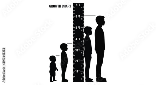 Obraz na plátně Growth chart with silhouettes of people at varying heights