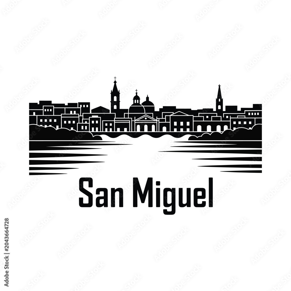 Naklejka premium san miguel skyline silhouette on white background