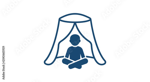 Photos A minimalist icon depicting a person sitting in a meditative pose inside a tent or canopy