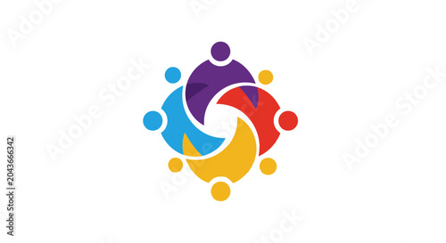 Schilderij op canvas Colorful abstract diversity people group teamwork logo icon isolated on white ba