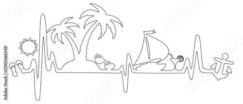 beach line art illustration vector .eps