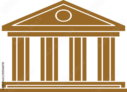Φωτογραφία Simple brown classical building facade with columns architecture