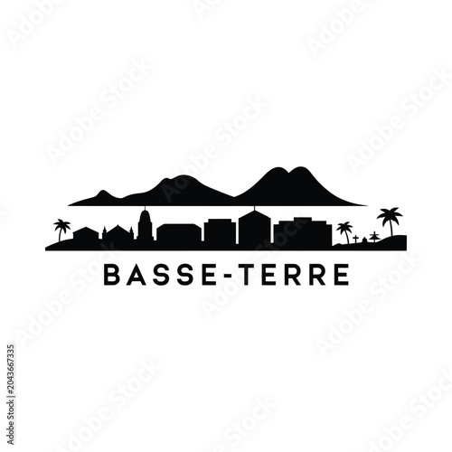 basse terre city skyline silhouette black white