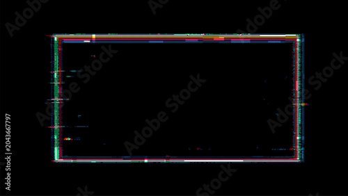 Obraz na plátně Glitch background frame with distorted digital RGB effect