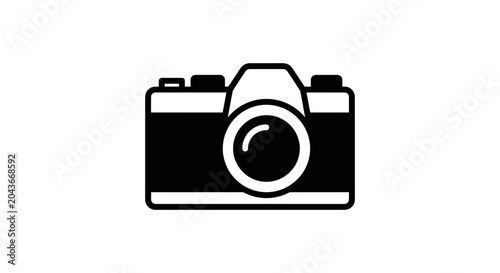 Tableau sur toile A simple black and white line art icon of a vintage SLR camera.