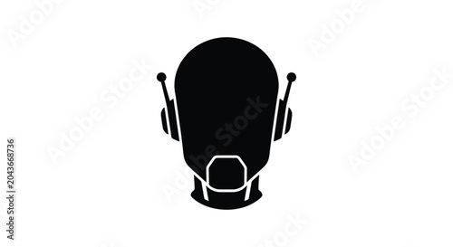 Robot head silhouette on a white background simple monochrome design