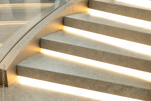 Modern Stone Staircase with LED Step Lighting