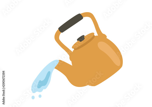 ヤカンでお湯を注ぐ