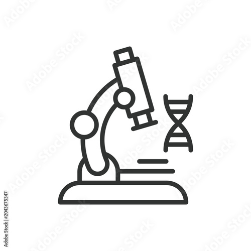 Photos Genetic research microscope, icon in line design