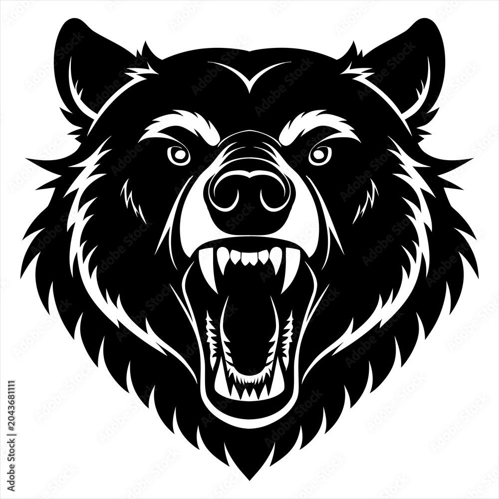 Fototapeta premium Vector art illustration of a black silhouette of a bear's head