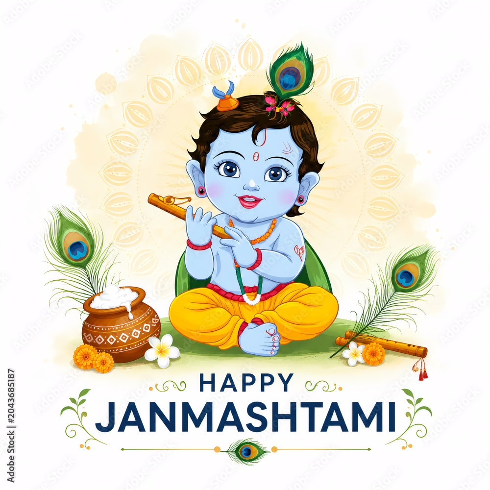 Naklejka premium Happy Janmashtmi to all 