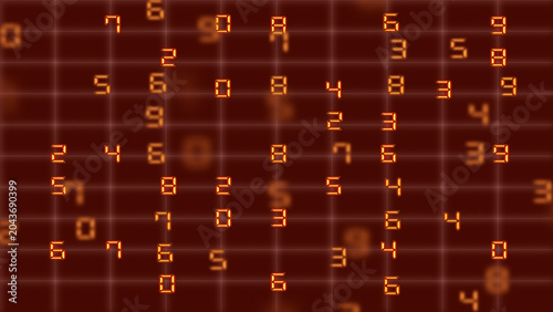 A world of numbers, where each digit seems to float in space, forming a dynamic digital flow. Blurred background symbols enhance the image's depth, emphasizing the infinity of the digital universe.