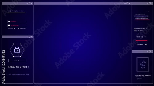 Futuristic Command Center Display Futuristic HUD Sci Fi 2D texture. Blue background
