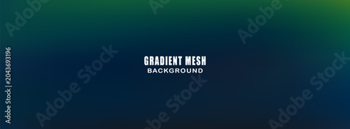 Abstract dark green and deep blue gradient mesh background banner, modern moody fluid blur texture vector template illustration with text space.