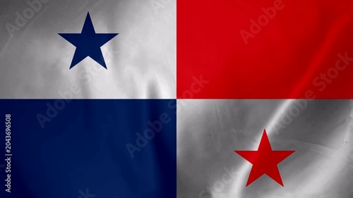 Panama flag waving in the wind with realistic texture and fabric details showing national pride and patriotism