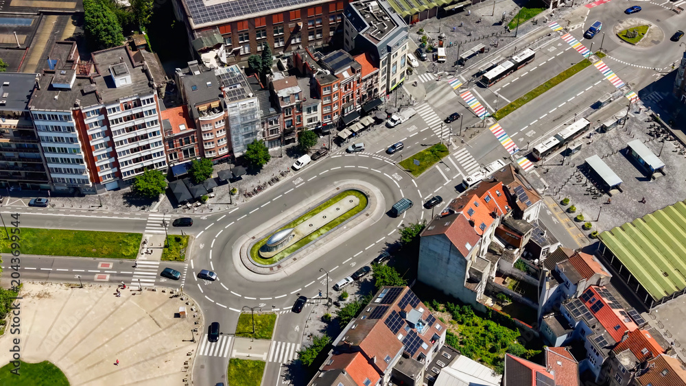 Fototapeta premium Aerial view around the capitol city Brussels in Belgium, on a sunny day in summer.