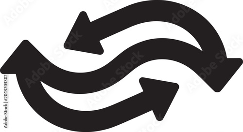 Obraz na płótnie Vector Illustration Two intertwined arrows forming a circular cycle of exchange and recurrence