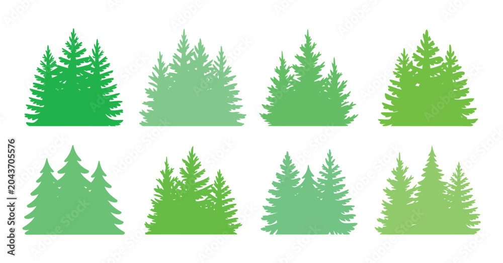 Obraz premium forest trees silhouette illustration green nature landscape