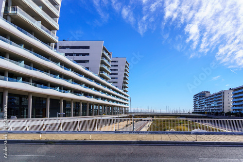 Apartment building on the navigable canal of marina badalona