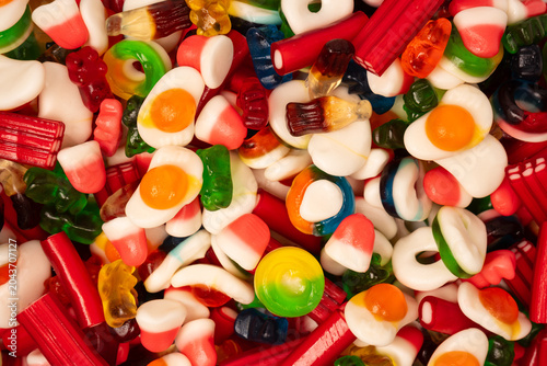 Assorted colorful gummy candies. Jelly  sweets.